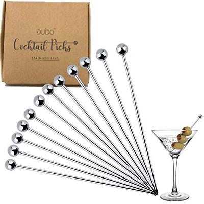 Cocktail Picks Stainless Steel Toothpicks – 4 inch 12 Pack Martini Picks Reusabl