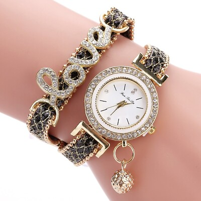 #ad 18K Gold Plated Diamond Luxury Watch Quartz Men#x27;s Women Stainless Steel Gift
