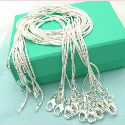 #ad 10PCS Wholesale 925 Sterling Solid Silver 1MM Snake Chain Necklace For Pendant