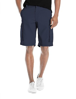#ad Agile Mens Casual Summer Flat Front Blue Essential Stretch Shorts Cargo Size 40