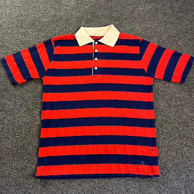 #ad Vintage 70#x27;s JC Penny Large Multicolor Stripe Short Sleeve Polo Shirt