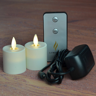 Luminara Ivory Flameless Tea Lights Rechargeable Plastic LED Candle Remote 2Pcs