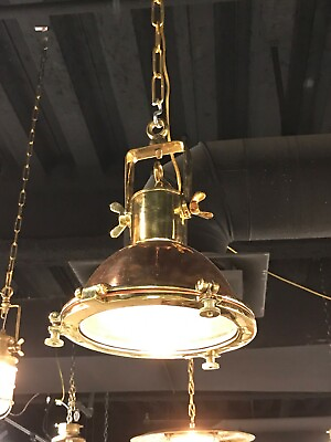 #ad #ad NAUTICAL ANTIQUE MARINE NEW SMOOTH COPPER amp; BRASS PENDANT CEILING MOUNT LIGHT