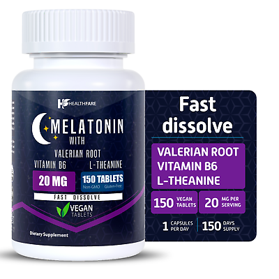 #ad Healthfare Melatonin 20mg 150 Tabs With L Theanine Valerian Root amp; Vitamin B6