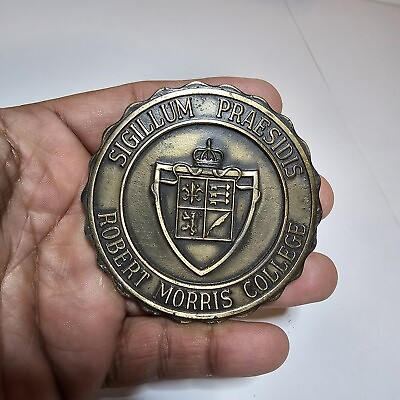 #ad Large Brass Robert Morris College 50 Years Of Academic Growth Award Medal token