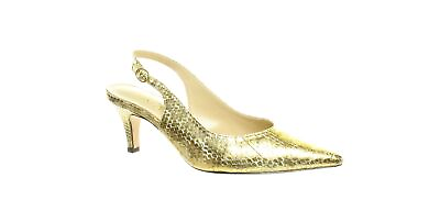 #ad J. Renee Womens Brisha Beige Gold Snake Slingbacks Size 5.5 1458260