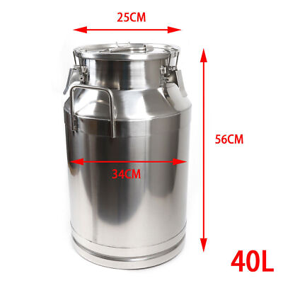#ad Stainless Steel 40L 10.56 Gallon Milk Can Heavy Duty Farm Milk Jug Milk Bucket