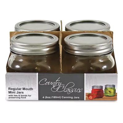 #ad 6 Oz. Mini Wide Mouth Glass Canning Jar 2 Packs of 4