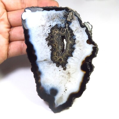 #ad Slice Geode Agate Smooth Black Gems Natural Druzy Cabs 114x74mm 424Cts SCL 1513