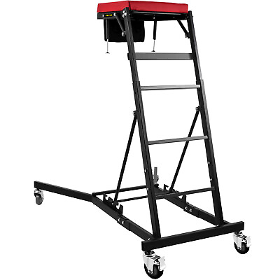 #ad 400Lbs Foldable Topside Creeper Adjustable Height Movable Ladder With 4 Wheels