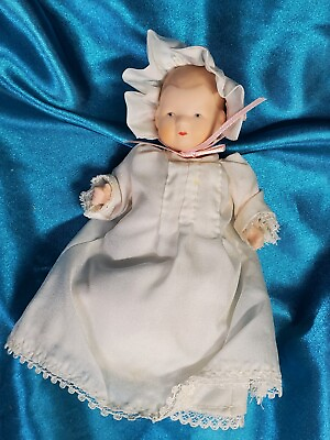 All Porcelain Miniature Reproduction Antique German ByeLo Baby lace dress bonnet