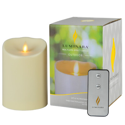Luminara Outdoor Flameless Pillar Candles 5 Inch with Timer Remote Included