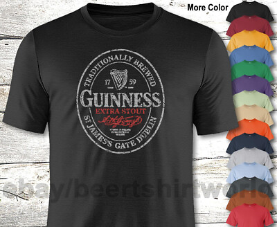 #ad Guinness Beer T Shirt More Color Logo Custom Worn Label Pattern