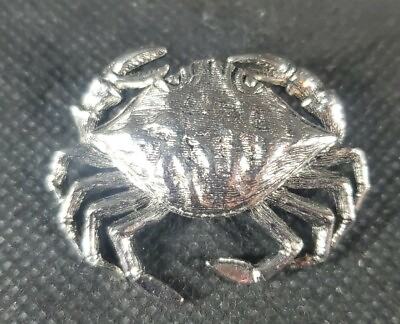 #ad Vintage Crab Brooch Pin Silver Tone Metal Costume Jewelry 3D Ocean Life 1.5 Inch