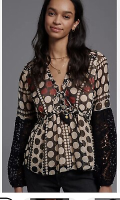 #ad Anthropologie Verb Pallavi Narcisa Blouse Womans Large