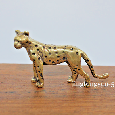 Brass Leopard Figurine Statue Home Office Table Decoration Animal Figurines Toys