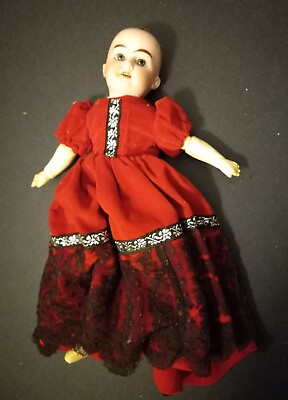 #ad Antique 14quot; German Bisque head doll Composition Body