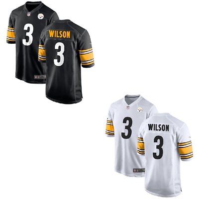 #ad Russell Wilson Steelers Men Black White Jersey