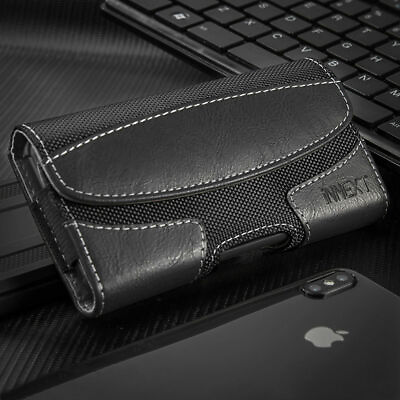 BIG Nylon Leather Tactical Case Pouch HolsterBelt Clip for LARGE PHONES
