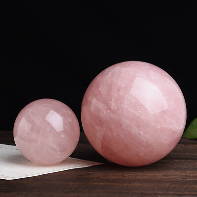 #ad 40MM Natural Rose Quartz Crystals Gemstone Reiki Healing Stone Sphere Ball Globe