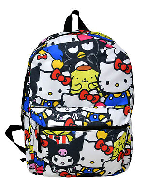 #ad Hello Kitty Backpack 16quot; All over Print Sanrio Keroppi Kuromi Melody Girl Black
