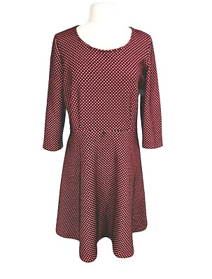 #ad ny collection Womens Skater Knee Length Dress Size L Crew Neck 3 4 Sleeve 282P