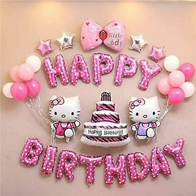 #ad #ad Hello Kitty Birthday Party Decorations Balloon Banner Cake Toppers Set US Seller