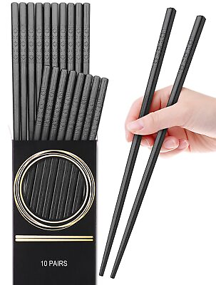 #ad 10 Pairs Fiberglass Chopsticks Reusable Japanese Chinese Chop Sticks Dishwas...