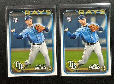 #ad 2024 Topps Series 1 #82 Curtis Mead Rookie RC Tampa Bay Rays 2 Card Lot