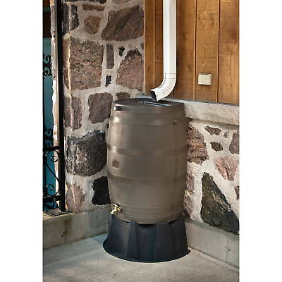 Rain Barrel Stand For 50 Gal RTS Home Accents Flat Back Black Weather Resistant