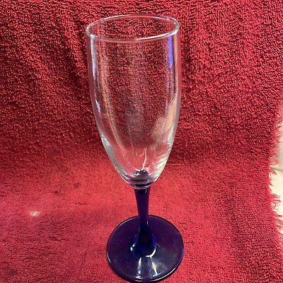 #ad #ad Luminarc France Colbalt Blue Stem 8oz Champagne Flute Glasses