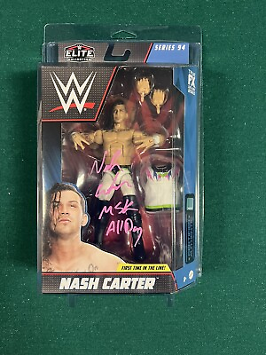 #ad Autographed WWE Elite Nash Carter MSK All Day Pink NXT Defender Signed