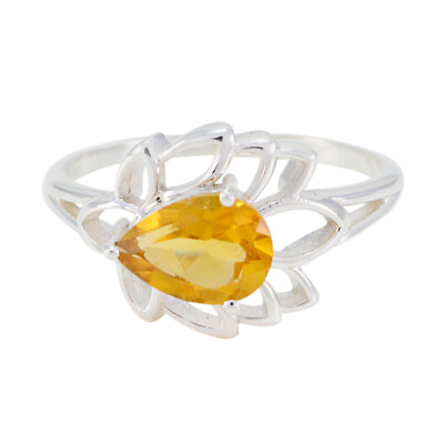 Citrine Fine Silver Ring Genuine Jewelry For Black Friday Gift US