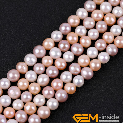 #ad Natural 6 7mm Cultured Freshwater Pearl Round Beads For Jewelry Making 15quot;Strand