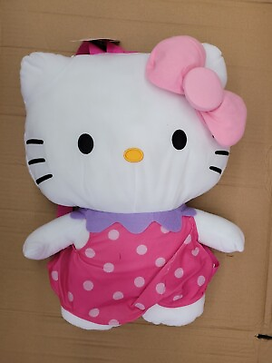 #ad Sanrio Hello Kitty 18 Inches Plush Backpack With Polka Dots Prints New