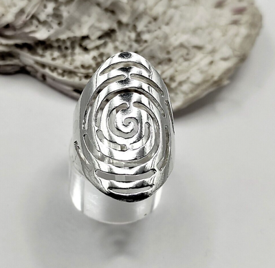 #ad Handmade Ancient Greek Spiral Circle Sterling Silver 925 Adjustable Ring
