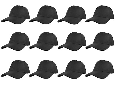 #ad Plain Blank Solid Adjustable Baseball Cap Hats wholesale lot 12pcs