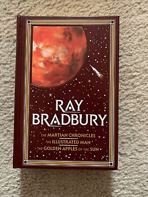#ad RAY BRADBURY MARTIAN CHRONICLES Golden Apples ILLUSTRATED MAN sci fi HC LEATHER