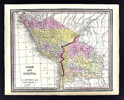 #ad 1850 Mitchell Map Peru amp; Bolivia Lima Cuzco La Paz Potosi South America