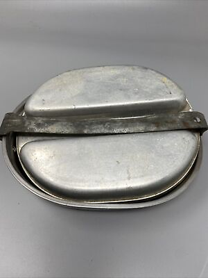 #ad WWII US Military Original Mess Kit E.A. Co. 1944 Stained Steel