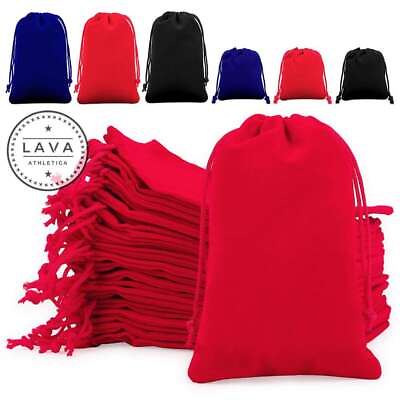 #ad 25 50 PCS Velvet Drawstring Pouch Jewelry Baggie Ring Party Wedding Gift Bag Set