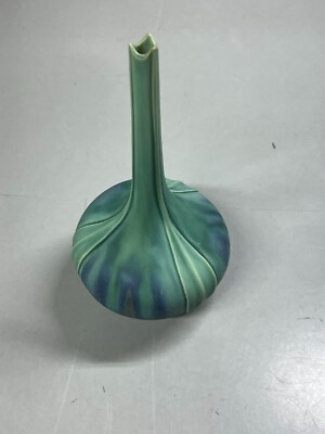 #ad Earthenware Onion Shape Thin Neck Design Flower Vase Blue Green Modern