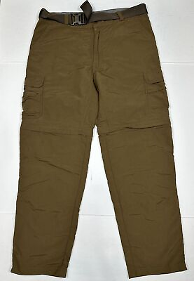 #ad Cabela#x27;s Brown Convertible Belted Pants Men Size 34x32 Measure 33x32 Cargo