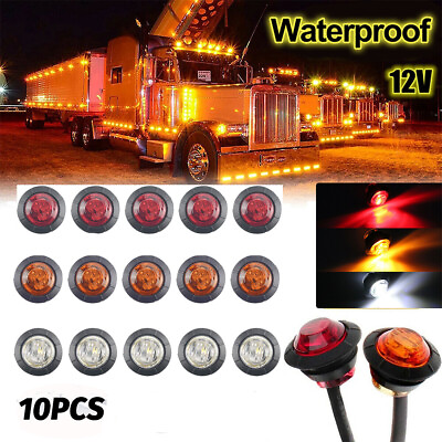 #ad 10x 3 4quot; Round LED Bullet Clearance Side Marker Lights For Truck Trailer RV 12V