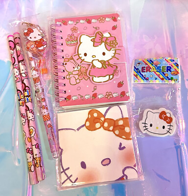 #ad Sanrio Hello Kitty 5PC Mini Bundle Mini Book Pen Pencils Eraser Memopad