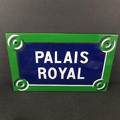 #ad Vintage Palais Royal Porcelain Enamel Street Sign Paris France French 16quot; x 10quot;