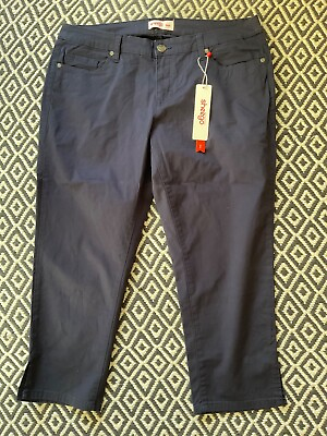#ad Sheego @ Kaleidoscope Plus Size 20 Navy Blue Jean Style TROUSERS Cropped 24quot; Leg