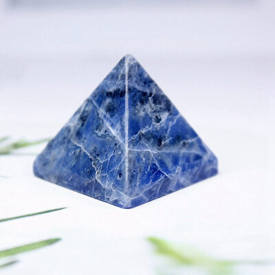 #ad Natural Blue Vein Sodalite Quartz Crystal Pyramid Healing Orgone Energy Gemstone