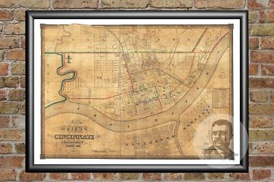 #ad #ad Old Map of Cincinnati OH from 1838 Vintage Ohio Art Historic Decor