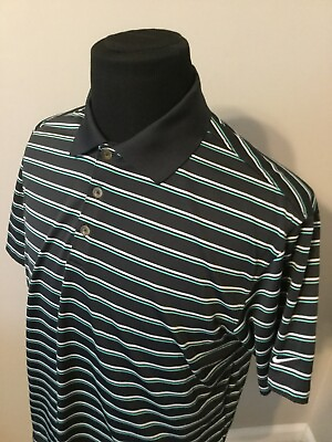 #ad Nike Golf Mens Polo Shirt L Large Dri Fit SS Short Sleeve Striped NWOT